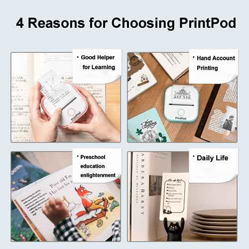 Wireless Photo Sticker Thermal Fast Printer, PrintPod Inkless Pocket Printer for DIY Scrapbook, 3 Pods (Pink)