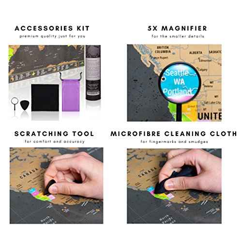 Atlas & Green Scratch Off World Map, All US States, Large 28x16.5" Travel Map. Places I've been Map World Poster Scratch Off Map. Accessories & Gift Tube