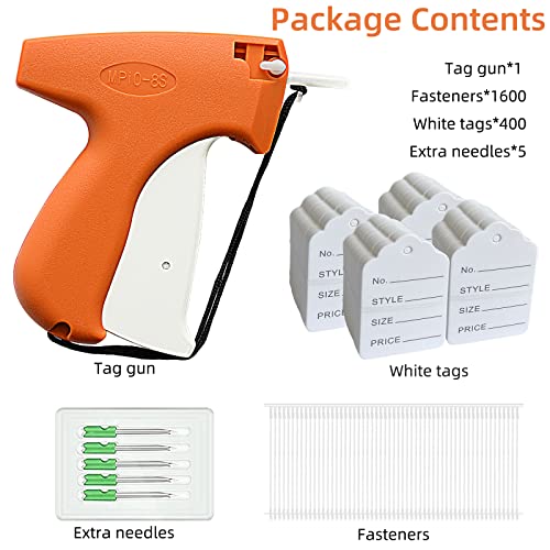 Fifchall Orange Tagging Gun for Clothing Kit – 2006 pcs, 400 Labels, 1600 Fasteners, 6 Needles