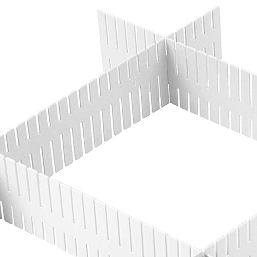 ZOENHOU 80 PCS 14.5 x 2.75 Inch White Drawer Dividers, Adjustable Plastic Grid Drawer Divider Organizers for Makeup Drawers Desktop Kitchen Organizers and Storage