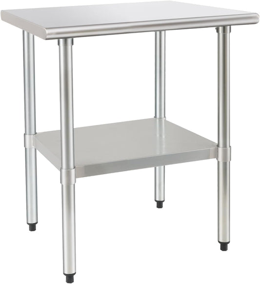 Skiennix Stainless Steel Prep Table - Heavy Duty 24x30 Inches with Adjustable Under Shelf & Foot