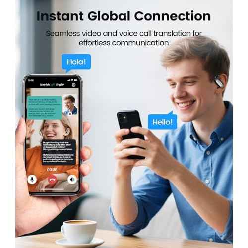 AI Translation Earbuds Real Time 164 Languages Translator Ear Buds Audifonos Traductores Ingl?s Espa?ol 4-in-1 Wireless Headphones Bluetooth Earphones for Travel Business Meeting Learning Black