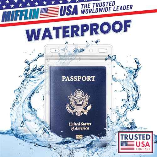 Mifflin-USA Passport & Card Holders (Clear, 4x6 inch, 250 Pack), Extra Large (XXL) ID Name Badge Holder, Waterproof Vertical Plastic Card Holders