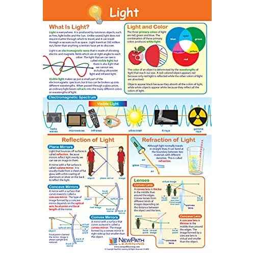NewPath Physical Science Posters, Set/5 (Forces/Motion, Electricity, Magnetism, Sound, Light) - Laminated, Full-Color, 23" x 35" (34-9901)