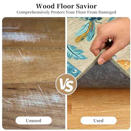 Office Chair Mat for Hardwood Floor,Mushroom 36"x48" Computer Chair Mat for Rolling Chairs Carpet,Under Desk Non Slip Gaming Rug,Low-Pile Rubber Backing Large Protector Mat (Khaki Blue)