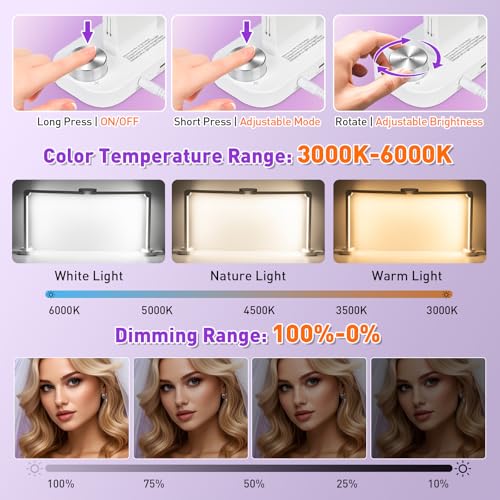 HITTI 456 LEDs Bright Nail Tech Lamp for Desk, 34 Inch Foldable Large Nail Arch Light with Phone Holder, Stepless Dimming & 3 Modes Half Moon Table Light for Manicure/Lash Extension/Tattoo/Beauty