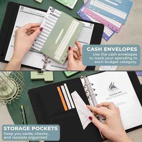Clever Fox Budget Planner Binder ? Monthly Financial Organizer Book with Pockets, Bill Tracker, Expense Tracker & Cash Envelopes ? Undated Finance Journal for Budgeting ? 7¡È x 9¡È (Black)