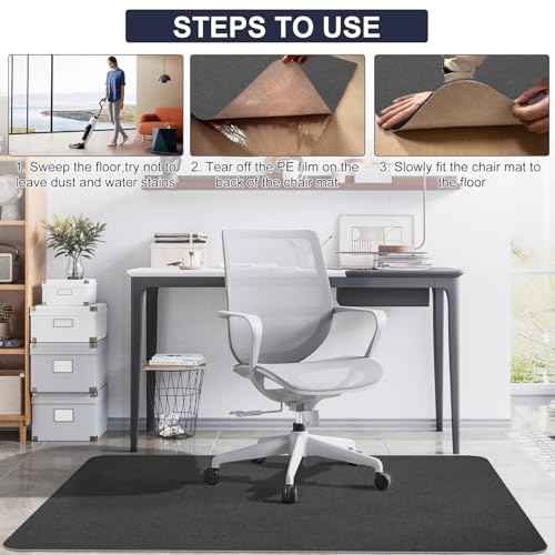 Office Chair Mat for Hardwood Floor - Anti-Slip Floor Protector, Desk Chair Mat, Low-Pile Rug, Gaming Rolling Chair Mat£¬Multi-Purpose Floor Protector for Office Chair (Dark Grey, 36X55 in)