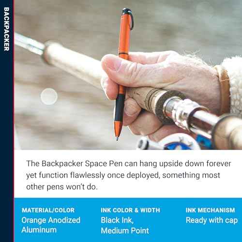 FISHER Space Pen Backpacker Space Pen, Orange, Ballpoint, Black Ink, Gift Box, Made in the USA