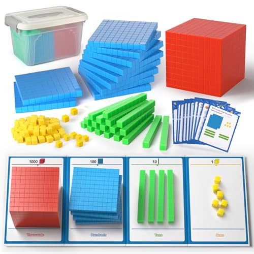 TOMMYHOME Base Ten Blocks with Place Value Chart - Educational Math Manipulatives, Variation 1