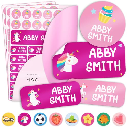 My Sign Center Unicorn Personalized Waterproof Name Labels 80-148 Pack for Kids, Clothing & School Supplies, 02-unicorn