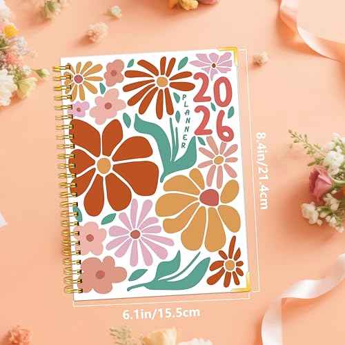 GuassLee Planner 2026 Daily Weekly and Monthly - A5 Planner from January 2026-December 2026, 6.1"x8.4" Aesthetic Agenda Planning Book with Back Pocket, Stickers, Coated Tabs, A5 Size