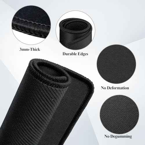Mouse Pads, 3 PCS, Black Standard Mouse Pads, Office and Gaming,Stitched Edges, Rubber Anti Slip Base Mouse pad, Dirt Resistant, Durable, Square, 10.2 inches x 8.3 inches x 0.12 inches