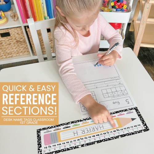 Hadley Designs Classroom Desk Name Tags with Composition Notebook Style - 36 Pack