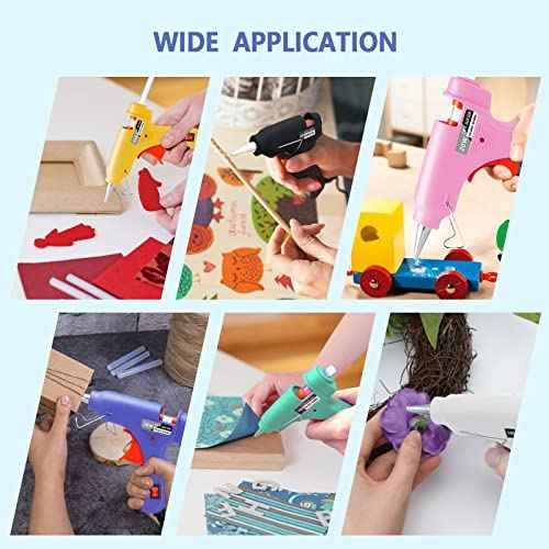 Hot Glue Gun, 12 Pack Mini Glue Gun with 120 Glue Sticks, Craft Glue Gun Kit, Glue Gun Pack, Hot Melt Glue Gun Set for Kids' Crafts, Wood, Glass, DIY Arts, School, and Home Projects - Multicolor
