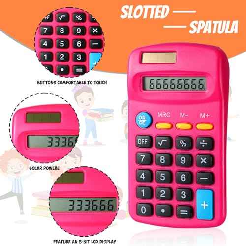 24 Pieces Basic Calculators for Students Small Pocket Size 8 Digit Display Mini Calculators Dual Powered Handheld for School Desktop Home(Rose Red)