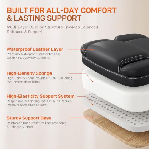 Ergonomic Executive Office Chair with Foot Rest – Headrestless, Black