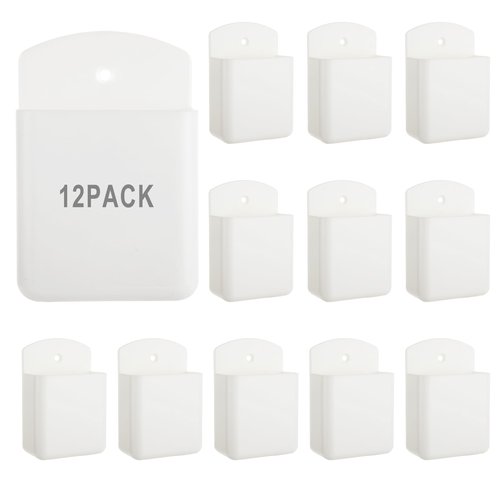 DAJAVE 12 Pack Remote Control Holder Wall Mount, White TV Remote Holder, Self Adhesive Pen Holder, Wall Remote Holder for Home Office School Supply Storage