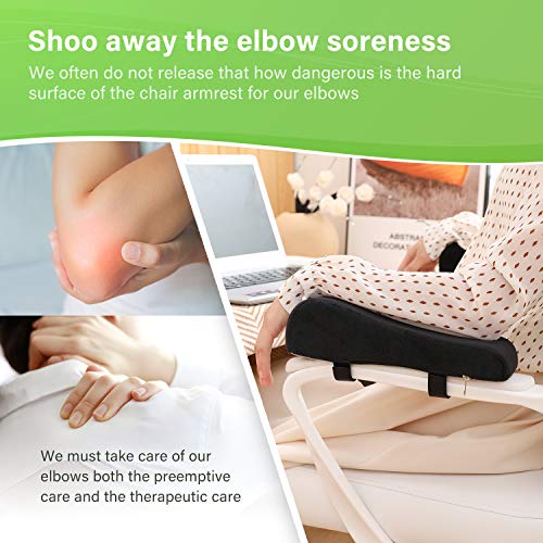 LargeLeaf Black Velvet Ergonomic Armrest Pads – Memory Foam Elbow Cushions (2-Pack) for Office & Gaming Chairs