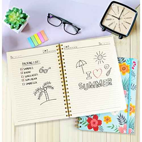 Coopay 8 Pack B5 Spiral Notebook Journal for Women, College Ruled Composition Notebooks Hardcover Spiral Journal, Cute Blooming Floral, Office School Business Supplies, 10.2" x 7.5", 160 Page