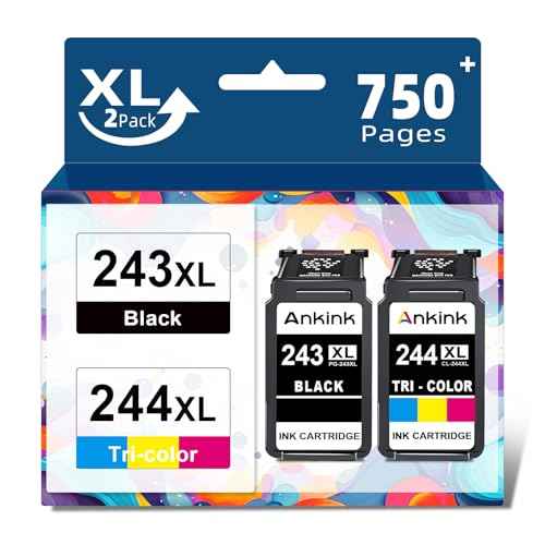 243XL 244XL Ink Cartridges Replacement for Canon Ink 243 244 PG-243 CL-244 245 246 XL Cartridge (Black and Color 2-Pack) Compatible for TR4520 MG2522 TR4522 TS3320 TS3120 TS202 MX492 MG2922 MG3020