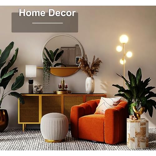 Fiqevs 4 Globe Gold Floor Lamp, Modern Sputnik Tree Standing Lamp with Frosted Glass Ball Lampshade & 3000K LED Bulbs, Mid Century Contemporary Tall Lamp for Living Room, Bedroom - Antique Brass