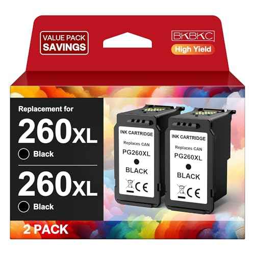 PG-260 XL Value Pack Ink Cartridges Replacement for Canon 260XL PG 260 XL Black Ink Cartridge High Yield Work with TS5320 TR7020 TS6420 TS5300 TS6400 TS6420a TR7022 TR7020a (2 Black)