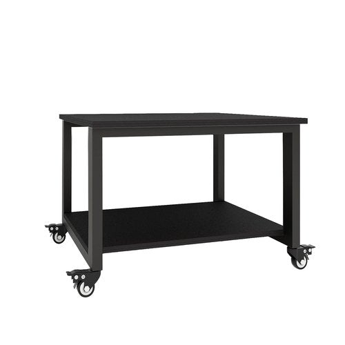 Natwind 2 Tiers Office Movable Laser Printer Copier Stand Cart Under Desk Heavy Duty Dark Brown Rolling Table with Storage Floor-Standing Holder on Wheels Fax Paper Organizer Shelf for Home (Black)
