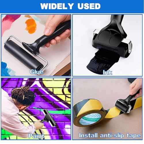 2 Pack Brayer Roller£¬Professional Rubber rolles £¬Handle Comfortable £¬for Crafting,Printmaking, Ink, Gluing and Stamping Tools £¨4+2.4inch£©Black