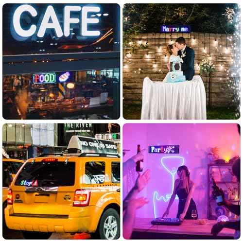 Programmable Led Sign,Scrolling Bright Advertising LED Sign,Flexible Digital Sign,Bluetooth App Control Custom Text Pattern Pre-Made Animation, LED Sign for Car Store Bar(15"x4")