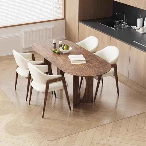 SALLOUS Vinyl Floor Mat for Home, 4'X5' Non-Slip Waterproof Area Rug for Living Room, 0.08'' Thickened Anti-Scratch Floor Protector Plastic Mat for Dining Room Table, Chair Mat for Hard Floors (Clear)