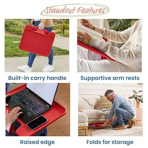 ECR4Kids The Surf Folding Portable Lap Desk, Large, Flexible Seating, Red
