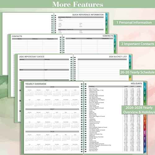 Monthly Planner 2026 - Monthly Planner/Calendar from JAN. 2026 - DEC. 2026, with Inner Pocket, Colorful Tabs, Twin-Wire Binding