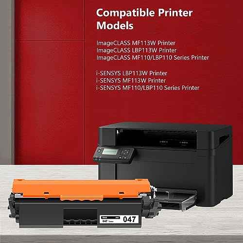 047 Black Toner Cartridge (1-Pack) Compatible Replacement for Canon 047 Toner Cartridge for ImageCLASS LBP113W MF113W MF110 LBP110 & i-SENSYS Series Printers