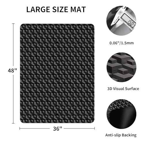 Office Chair Mat for Hardwood Floors, 48" x 36" Black 3D Pattern PVC Chair Mat, Heavy Duty Floor Protector for Rolling Chair, Easy Glide and Clean, Under Computer Desk Floor Mat for Home & Office Use