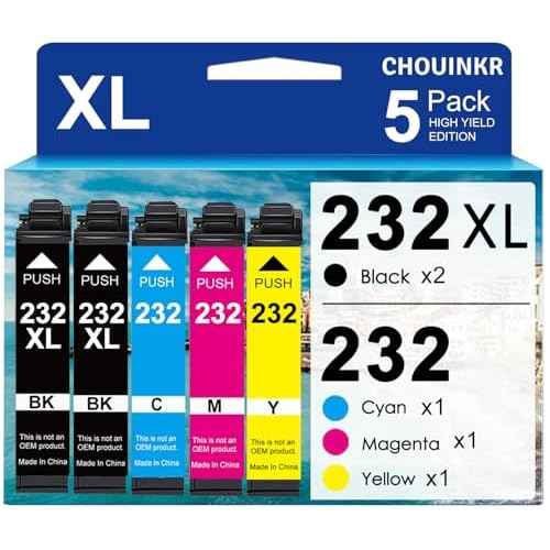 232XL Ink Cartridges Remanufactured Replacement for Epson 232XL Ink Cartridge Combo Pack 232 XL with Expression Home XP-4200 XP-4205, Workforce WF-2930 WF-2950 (2 Black Cyan Magenta Yellow, 5 Pack)