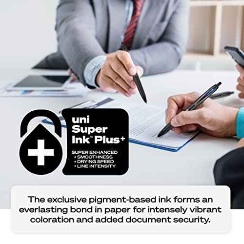 Uniball 207+ Black Retractable Gel Pens 4 Pack with Micro 0.5mm Points, Uni-Ball Click Pens are Fraud Proof and the Best Office Pens, Nursing Pens, Business Pens, School Pens, and Bible Pens