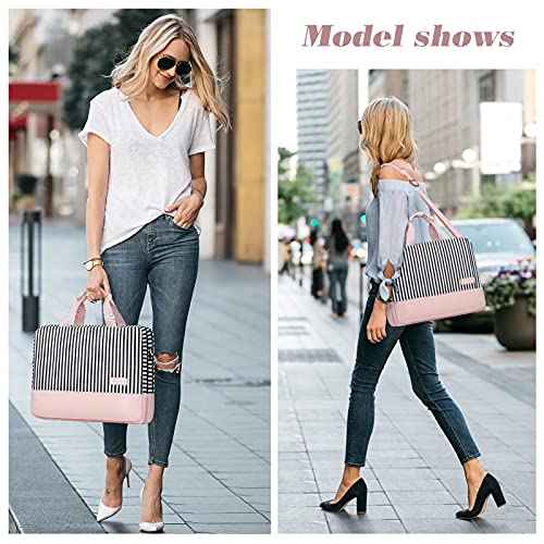 Laptop Bag for Women Computer Bags 15.6 Inch Laptop Case,Water Resistant Canvas Women Briefcase for Work,Business,Travel (Pink)