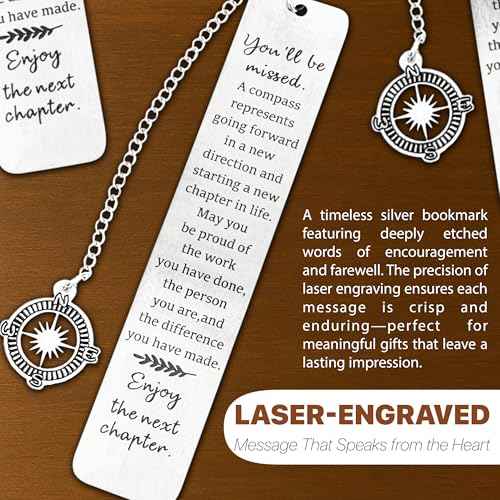 Metal Bookmark - Coworker Leaving Gifts for Women Men, Going Away Farewell Goodbye Gifts for Coworkers, You Will Be Missed Compass Bookmark, Retirement Gift for Boss Teacher Nurse Friend Coworker