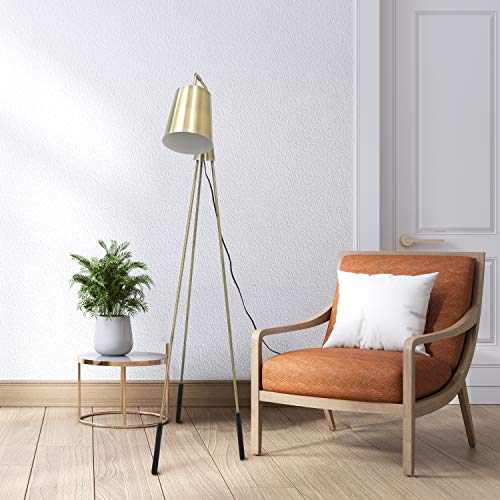 Elegant Designs LF1025-ABS Three Legged Antique Brass Floor Lamp with Shifting Shade