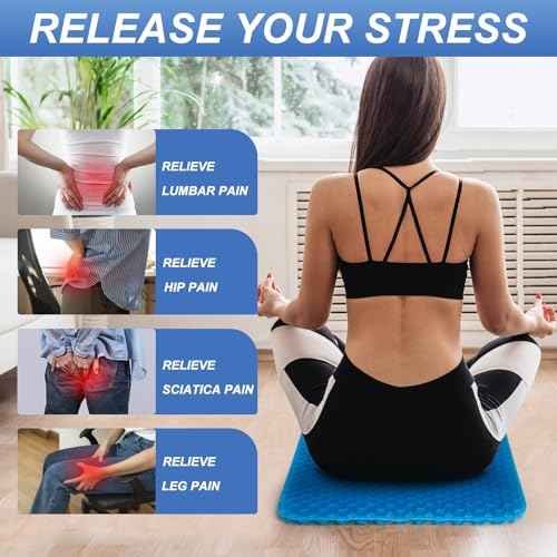 Gel Seat Cushion for Long Sitting - 18.5" x 17" x 1.4" (Large£¦Soft) Gel Cushion for People Over 100 lbs, Pressure Relief Cushions for Office Chair, Egg Cushions for Wheelchair, Seat Pad for Car
