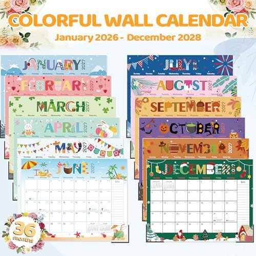 GuassLee Desk Calendar 2026-2028,36 Months 22" x 17" Large Calendar from January. 2026 to December. 2028,Desktop/Wall Monthly Planner with Julian Date and Thick Paper for Office Home School