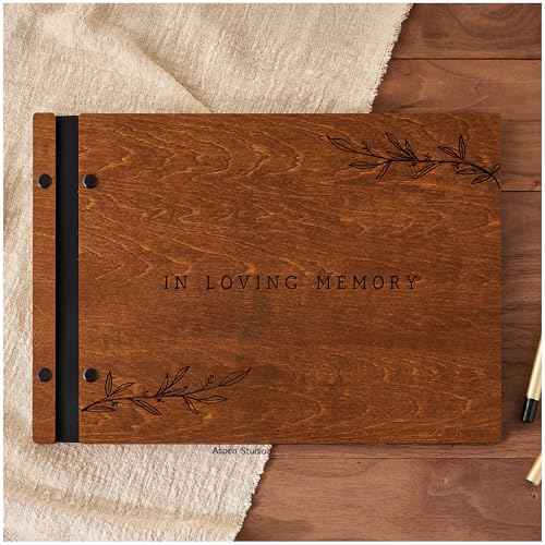 Funeral Guest Book in Loving Memory Funeral Guest Book for Memorial Funeral Service by AspenStudio with Wood Cover Signing Book for Funeral