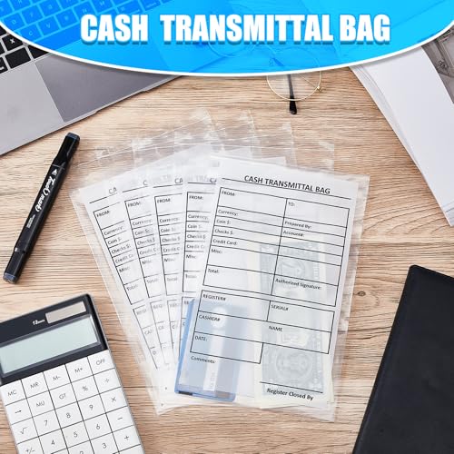 Lewtemi 100 Pack 6x9 Clear Plastic Deposit Bags for Cash with Self-Adhesive Tape