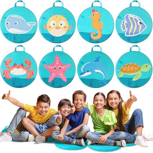Suzile 8 Pcs Under The Sea Kids Floor Cushions for Classroom, Ocean Animals Flexible Seating Mat, Round Soft Waterproof Floor Pillow for Home Daycare Preschool Kindergarten, 8 Styles