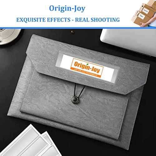 Origin-Joy 60 PCS Self Adhesive Index Card Pockets with Top Open, Clear Plastic Label Holder for Notes, Library and Business, Adhesive Label Pockets & Holder (11 x 8.5 inch)