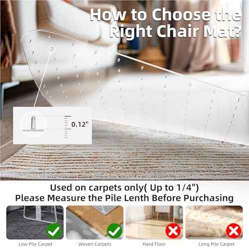 Office Chair Mat for Carpet: 36"x48" Computer Desk Floor Mat -PVC Plastic Rug Carpet Protector Mats for Gaming Chair Under Desk Pad for Rolling Chair,Desk Chair mat,Ship Flat