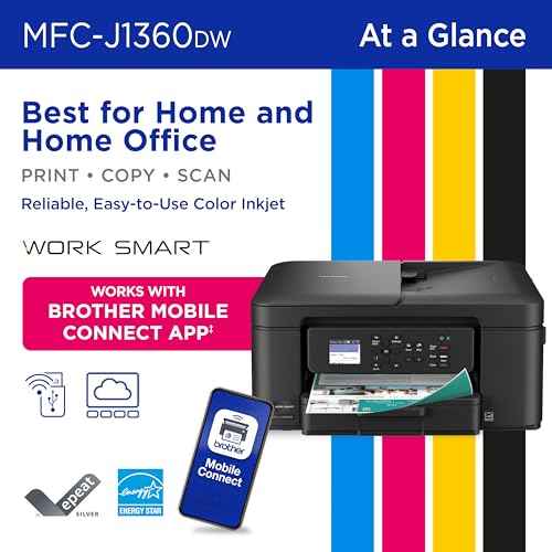 Brother Work Smart 1360 Wireless Color Inkjet All-in-One Printer with Automatic Duplex Printing and 1.8¡± Color Display | Includes Refresh Subscription Trial(1) (MFC-J1360DW) (Uses LC501 Series Inks)