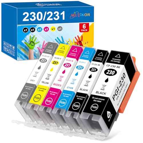 Compatible 230 231 Ink Value Pack Replacement for Canon 230 231 Ink Cartridges for Canon TS8820 Inkjet Printer, PG230 CLI231 Ink Cartridges (PGI-230/CLI-231 Ink Cartridge 6 Pack)