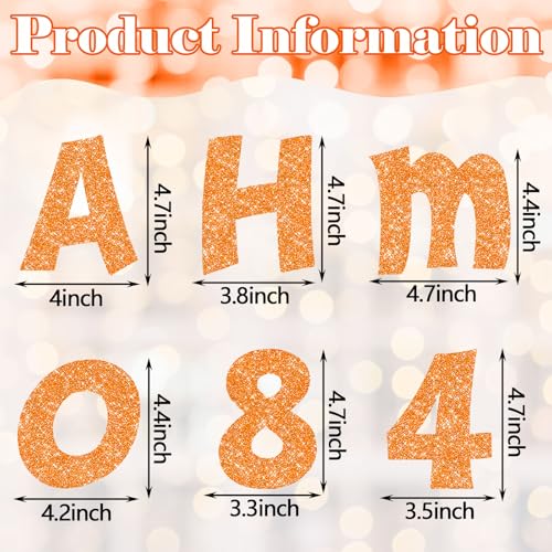 Colarr 216 Pcs Orange Glitter Bulletin Board Letters - 4 Inch Classroom Decor